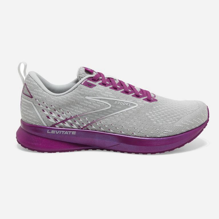 Brooks Levitate 5 Israel - Women's Road Running Shoes - Grey/Lavender Purple/Baton Rouge (73805-RQUN